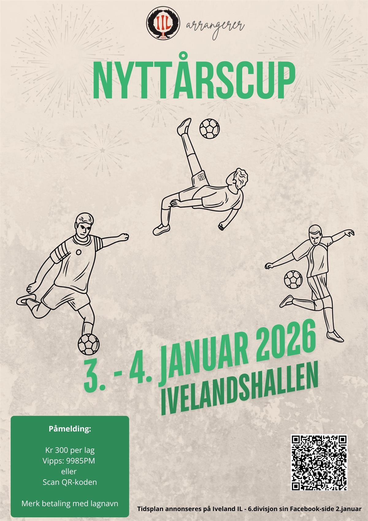 Iveland fotball inviterer til nyttåscup 3. og 4. januar 2026